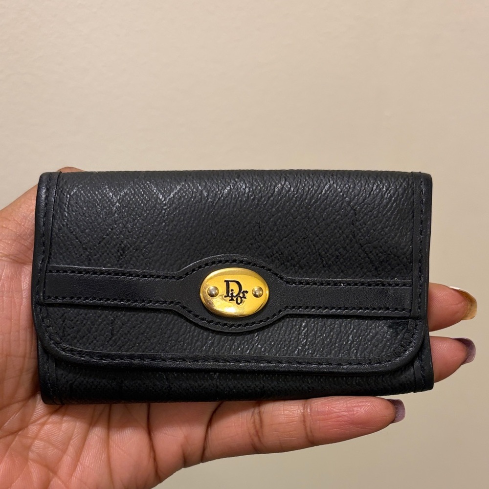Authentic Vintage Christian Dior Black Leather 6 Ring Key Holder Wallet Case - Picture 2 of 7